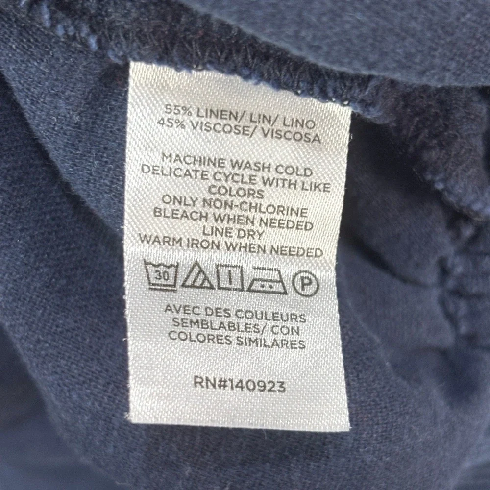 LOFT Outlet Navy Blue Linen Blend Utility Shorts Women Small Elastic Back Pocket